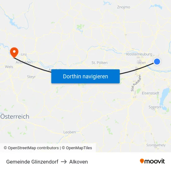 Gemeinde Glinzendorf to Alkoven map