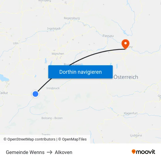 Gemeinde Wenns to Alkoven map