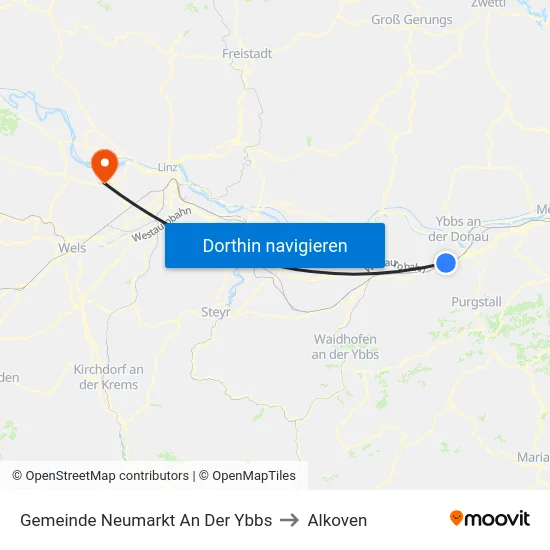 Gemeinde Neumarkt An Der Ybbs to Alkoven map