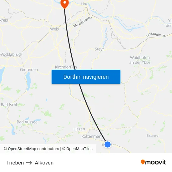 Trieben to Alkoven map