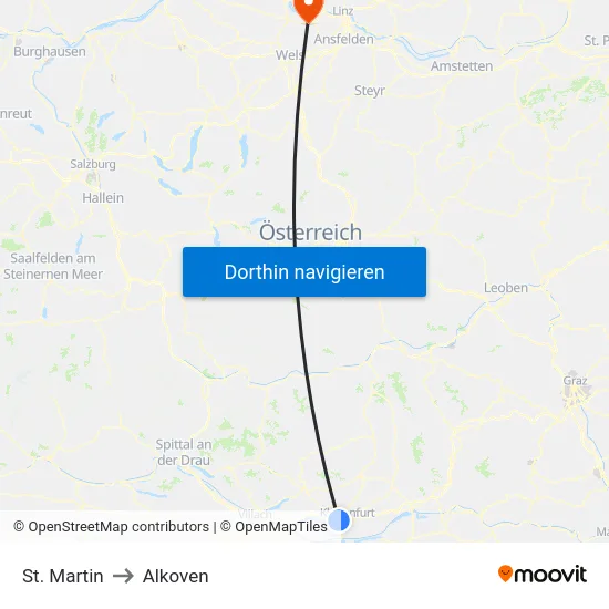 St. Martin to Alkoven map