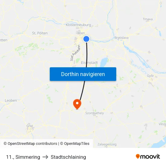 11., Simmering to Stadtschlaining map