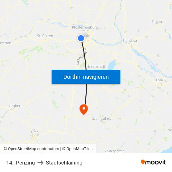 14., Penzing to Stadtschlaining map