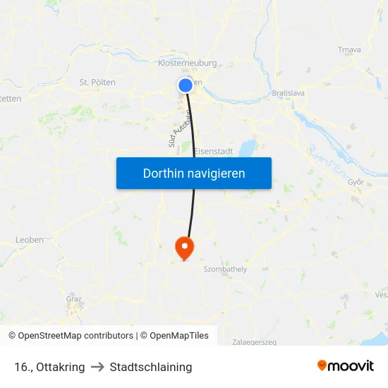16., Ottakring to Stadtschlaining map