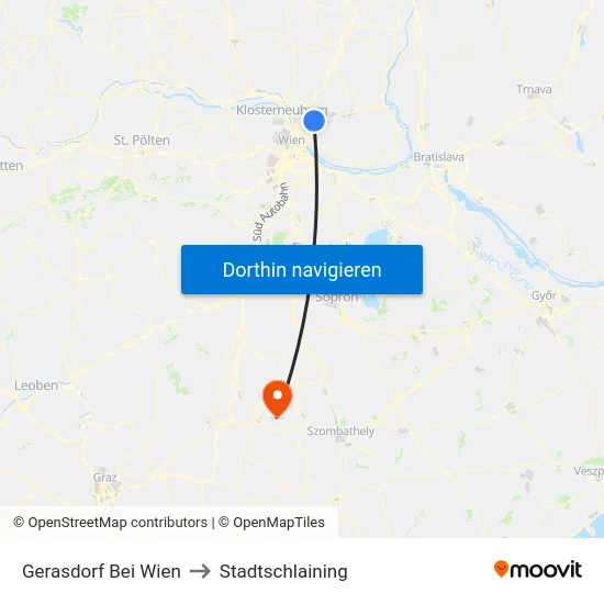 Gerasdorf Bei Wien to Stadtschlaining map
