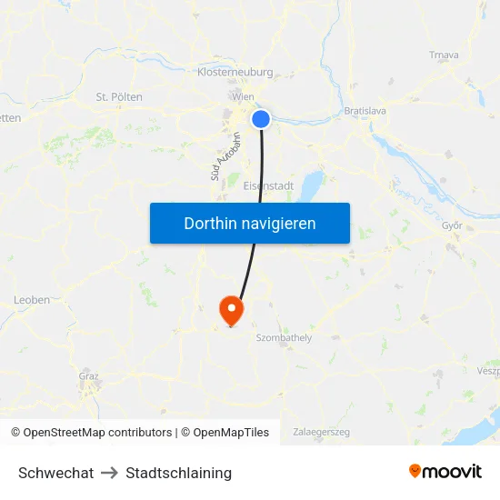 Schwechat to Stadtschlaining map