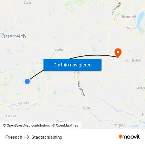 Friesach to Stadtschlaining map