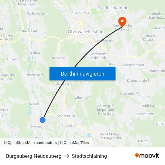Burgauberg-Neudauberg to Stadtschlaining map