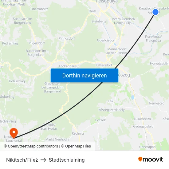 Nikitsch/Filež to Stadtschlaining map