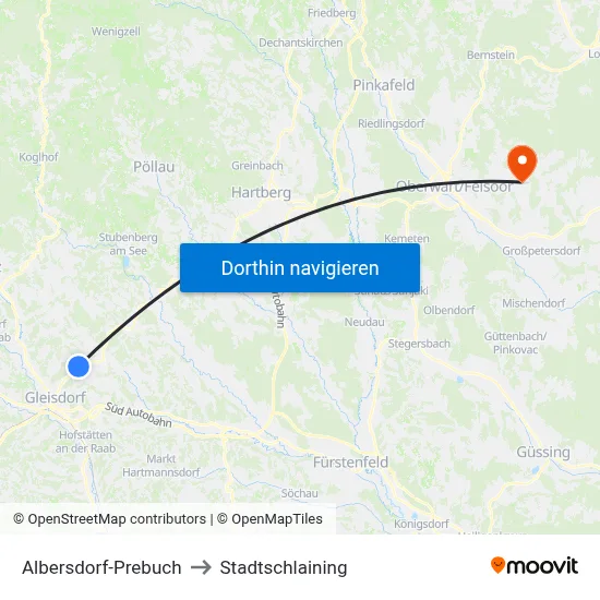 Albersdorf-Prebuch to Stadtschlaining map