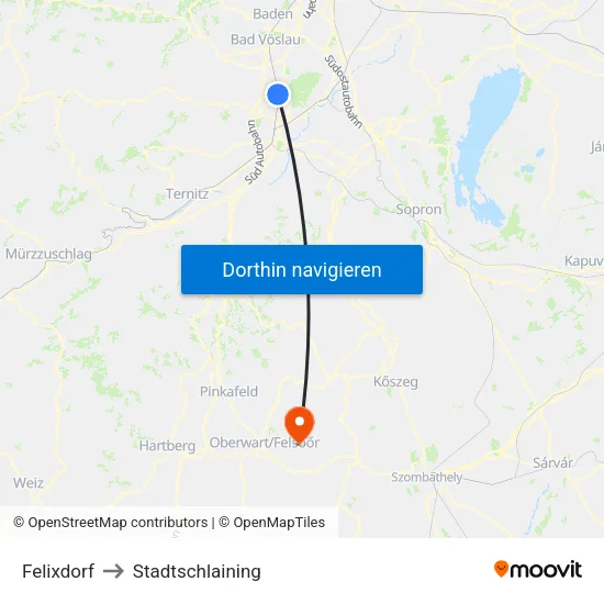 Felixdorf to Stadtschlaining map