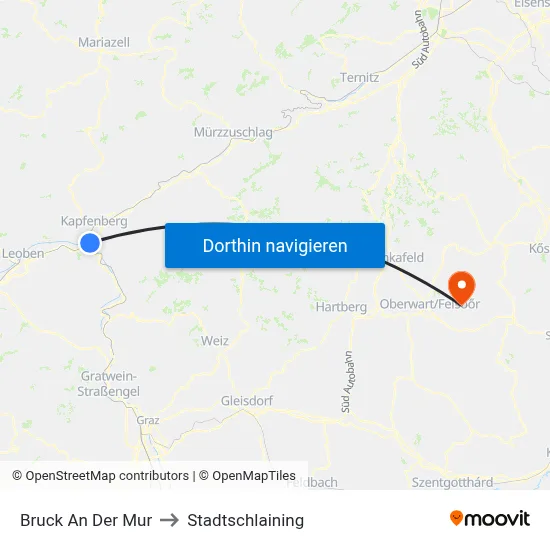 Bruck An Der Mur to Stadtschlaining map