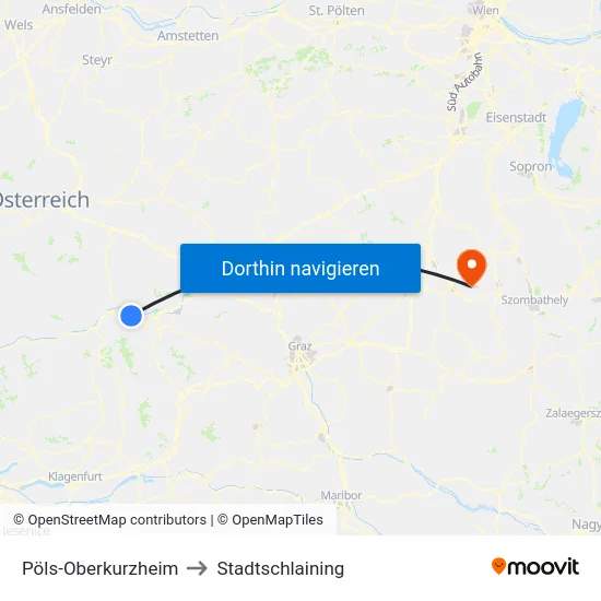 Pöls-Oberkurzheim to Stadtschlaining map