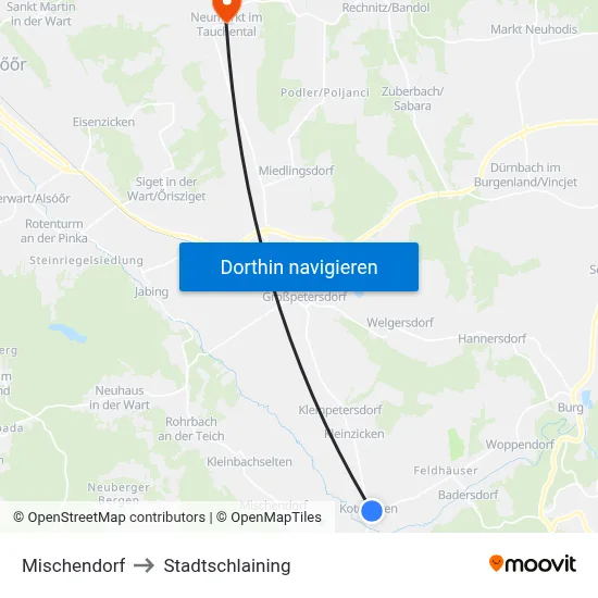 Mischendorf to Stadtschlaining map