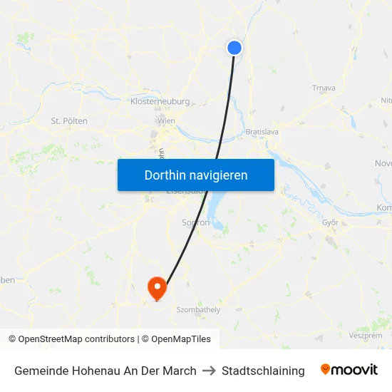 Gemeinde Hohenau An Der March to Stadtschlaining map