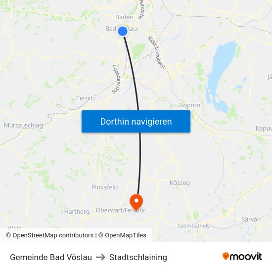 Gemeinde Bad Vöslau to Stadtschlaining map
