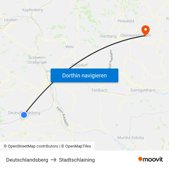 Deutschlandsberg to Stadtschlaining map