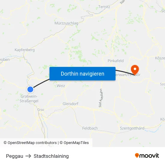 Peggau to Stadtschlaining map