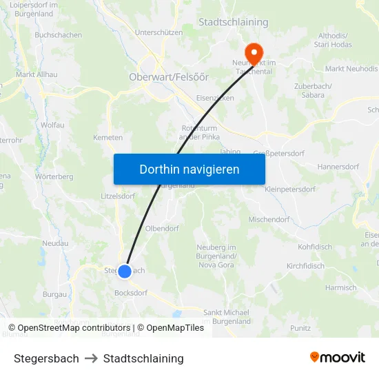 Stegersbach to Stadtschlaining map