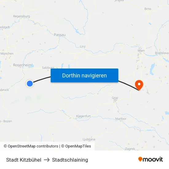 Stadt Kitzbühel to Stadtschlaining map