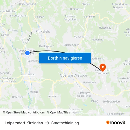 Loipersdorf-Kitzladen to Stadtschlaining map