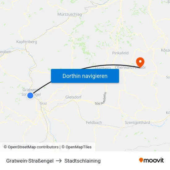 Gratwein-Straßengel to Stadtschlaining map