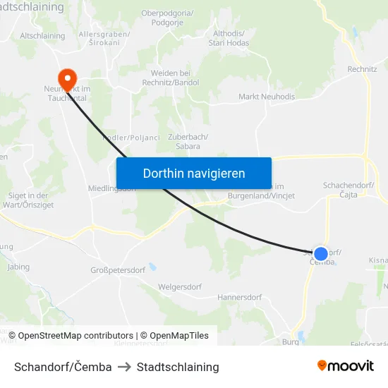 Schandorf/Čemba to Stadtschlaining map