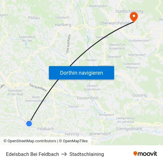 Edelsbach Bei Feldbach to Stadtschlaining map