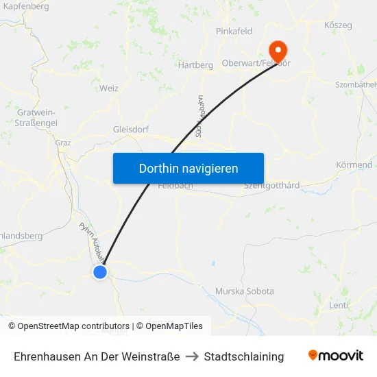 Ehrenhausen An Der Weinstraße to Stadtschlaining map