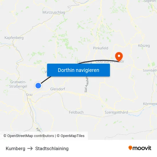 Kumberg to Stadtschlaining map
