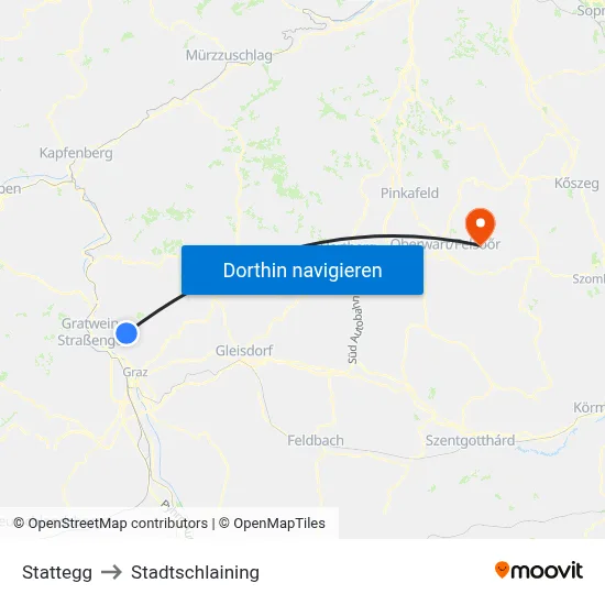 Stattegg to Stadtschlaining map