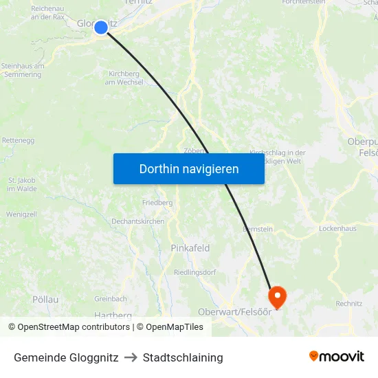 Gemeinde Gloggnitz to Stadtschlaining map
