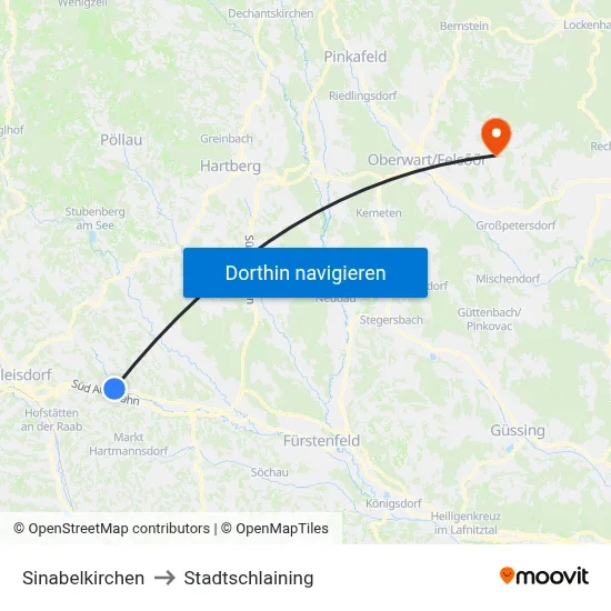 Sinabelkirchen to Stadtschlaining map