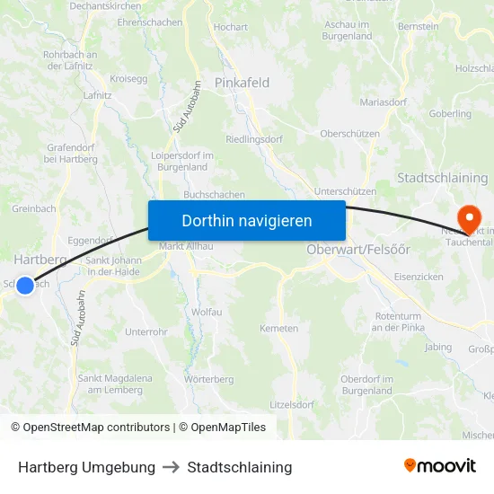 Hartberg Umgebung to Stadtschlaining map