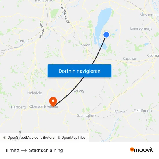 Illmitz to Stadtschlaining map