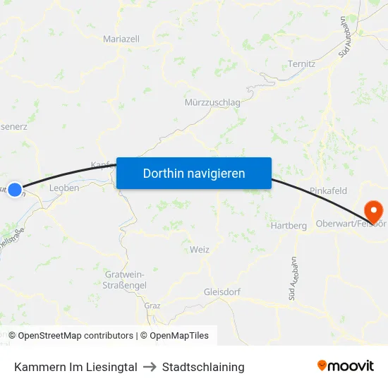 Kammern Im Liesingtal to Stadtschlaining map