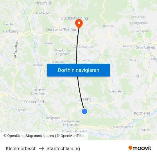 Kleinmürbisch to Stadtschlaining map