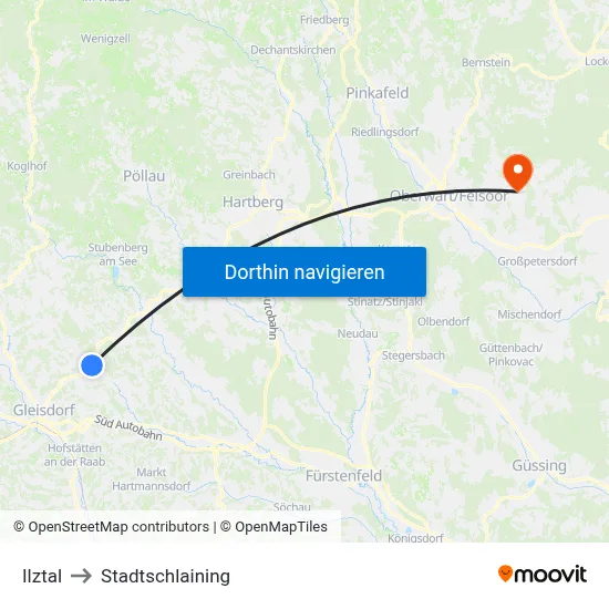 Ilztal to Stadtschlaining map