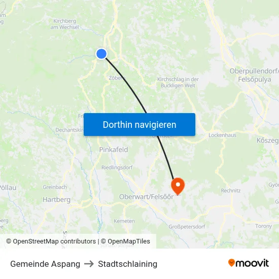 Gemeinde Aspang to Stadtschlaining map