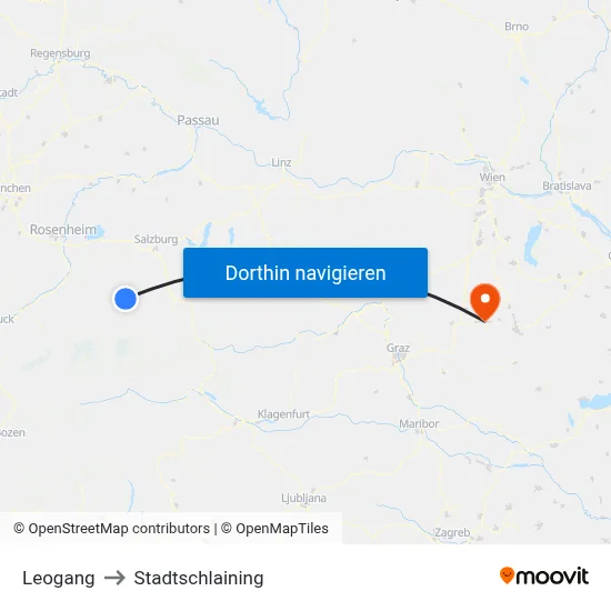 Leogang to Stadtschlaining map