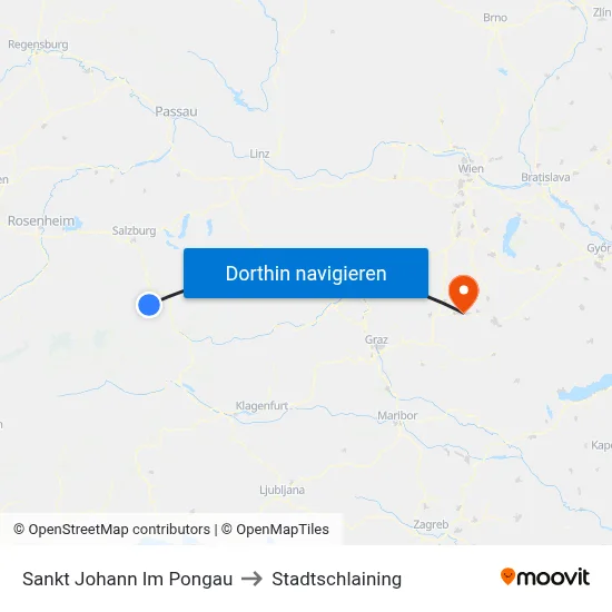Sankt Johann Im Pongau to Stadtschlaining map