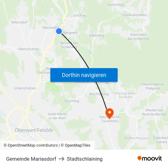 Gemeinde Mariasdorf to Stadtschlaining map