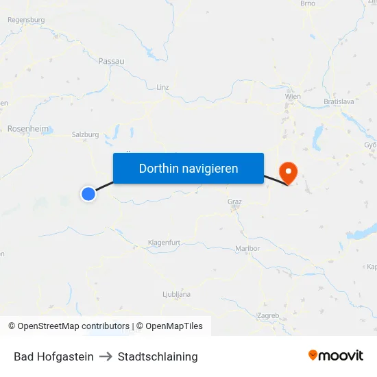Bad Hofgastein to Stadtschlaining map
