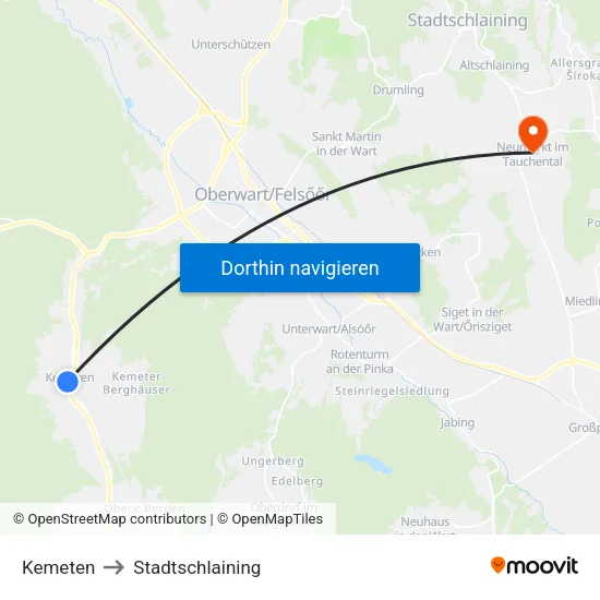 Kemeten to Stadtschlaining map