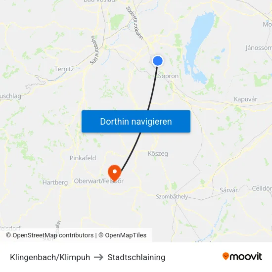 Klingenbach/Klimpuh to Stadtschlaining map