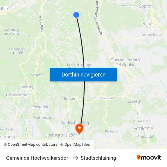 Gemeinde Hochwolkersdorf to Stadtschlaining map