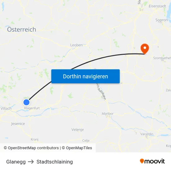 Glanegg to Stadtschlaining map