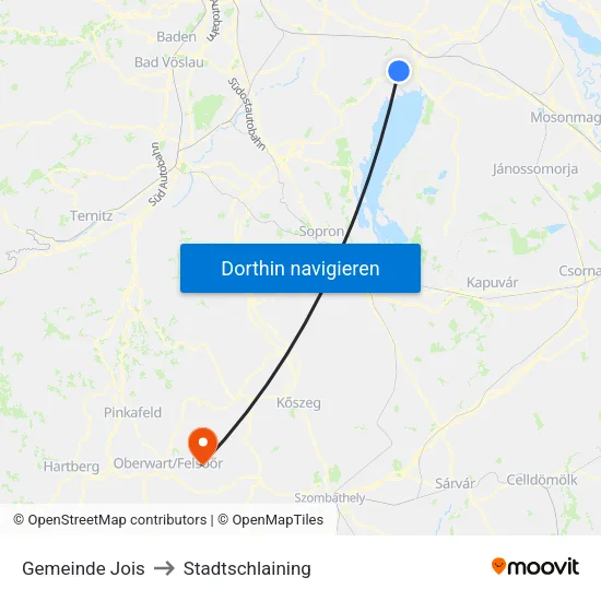 Gemeinde Jois to Stadtschlaining map