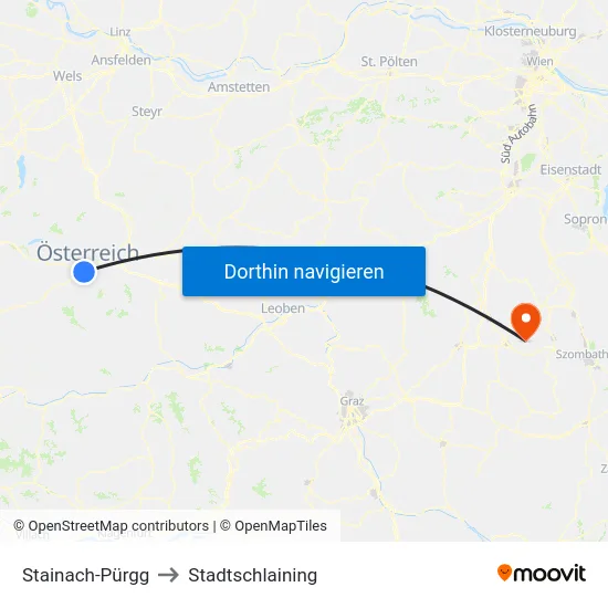 Stainach-Pürgg to Stadtschlaining map