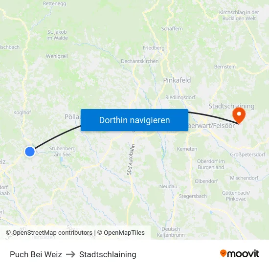 Puch Bei Weiz to Stadtschlaining map